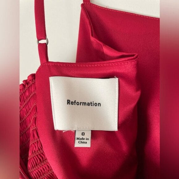 NEW Reformation Frankie Satin Sheath Maxi Dress Rubies Pink Red | sz 0 - Picture 11 of 13